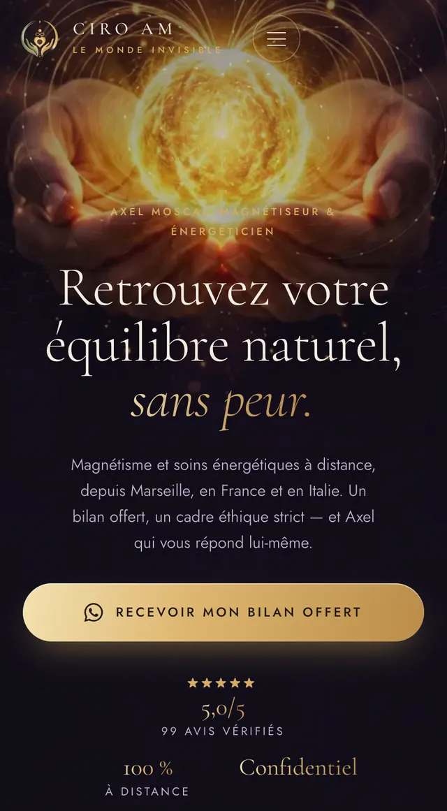 La page d’accueil de ciroam.com sur un téléphone